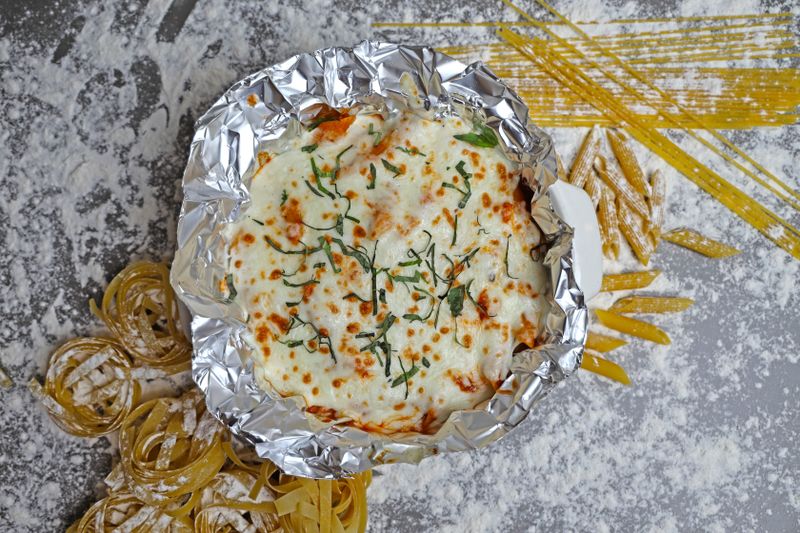 Baked pasta at Pequod's pizza restaurant